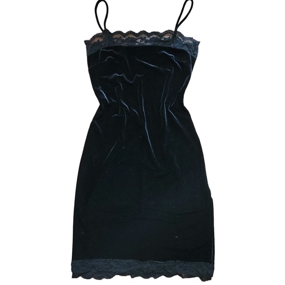 Eminance Dresses & Skirts - Vintage Eminence L Dress Pencil Velvet Lace Spaghetti Sexy Flirty Slip